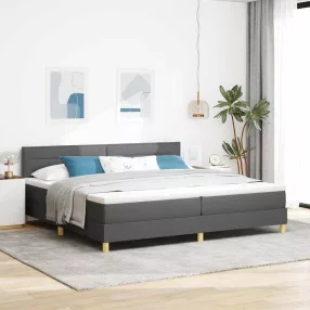   vidaXL Boxrugós ágy párnával Sötétszürke 200 x 200 cm szövet