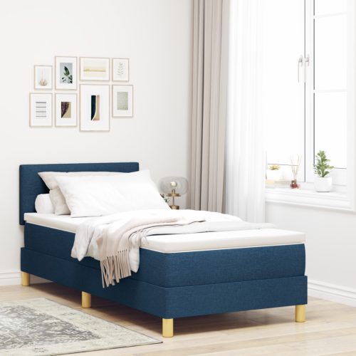 Box Spring Ágy Matraccal Kék 80x200 cm Szövet