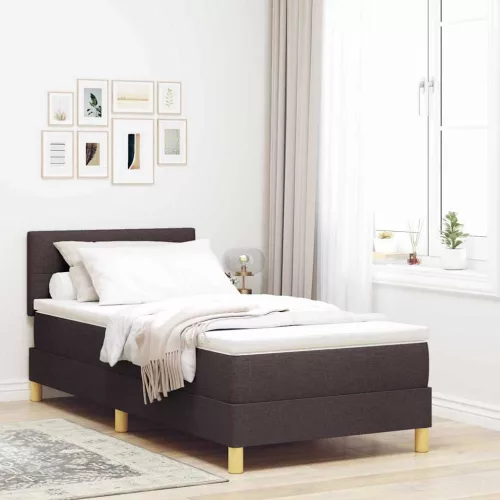 vidaXL Boxrugós ágy párnával Sötét Barna 90 x 190 cm szövet