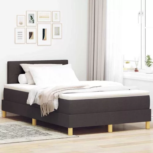 vidaXL Boxrugós ágy párnával Sötét Barna 120 x 190 cm szövet