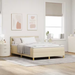   vidaXL Boxrugós ágy párnával fejtámlával Krém 160 x 200 cm szövet