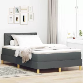  vidaXL Boxrugós ágy párnával Sötétszürke 120 x 200 cm szövet