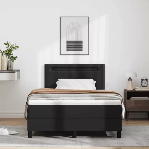 vidaXL Boxrugós ágy matracmal fejtámlával Fekete 120 x 190 cm Műbőr