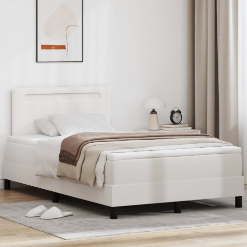 Boxspring Ágy Matraccal, Fehér, Kis Dupla, Műbőr