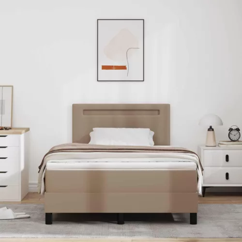 vidaXL Boxrugós ágy matracmal Cappuccino 120 x 190 cm Műbőr