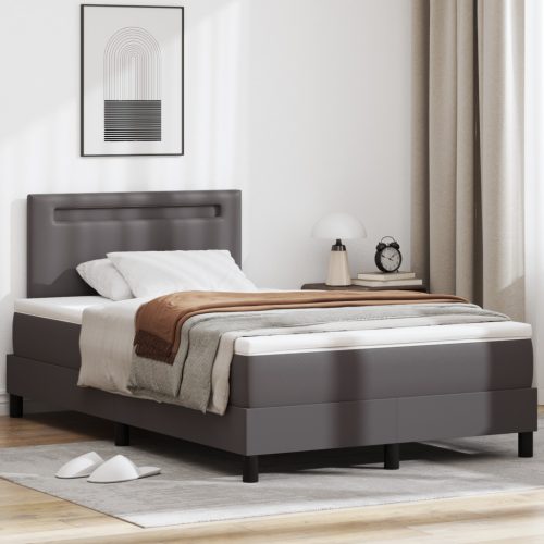 Boxspring Ágy Matraccal Szürkében, 120 x 200 cm Műbőr