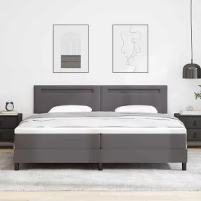   vidaXL Boxrugós ágy matracmal fejtámlával Szürke 200 x 200 cm Műbőr