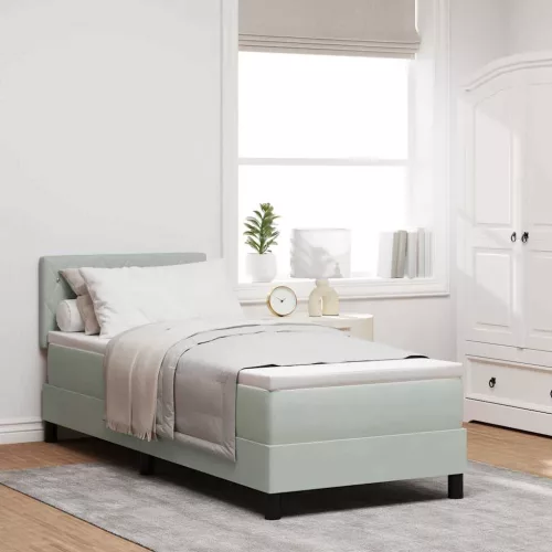 vidaXL Boxrugós ágy matracmal Világosszürke 80 x 200 cm Bársony