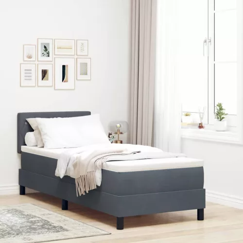 vidaXL Boxrugós ágy matracmal Sötétszürke 80 x 200 cm Bársony