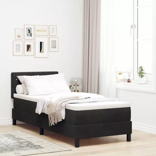 vidaXL Boxrugós ágy matracmal fejtámlával Fekete 80 x 200 cm Bársony