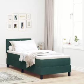   vidaXL Boxrugós ágy matracmal Sötétzöld 80 x 200 cm Bársony