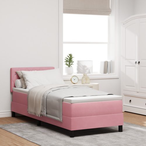 Boxspring Ágy Matraccal Rózsaszín 80x200 cm Bársony