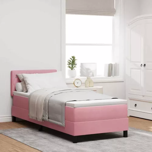 vidaXL Boxrugós ágy matracmal Rózsaszín 80 x 200 cm Bársony