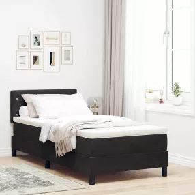   vidaXL Boxrugós ágy matracmal fejtámlával Fekete 100 x 200 cm Bársony