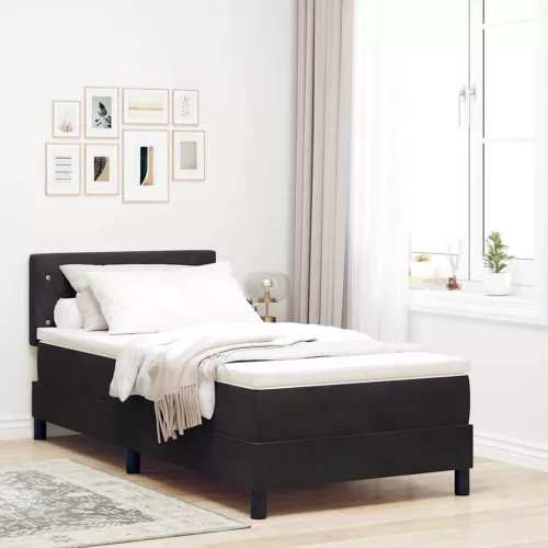 vidaXL Boxrugós ágy matracmal fejtámlával Fekete 100 x 200 cm Bársony