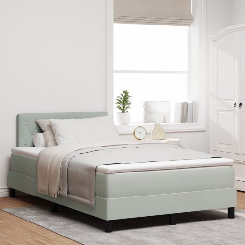 Boxspring Ágy Matrac Közép Szürke Kicsi Dupla Bársony