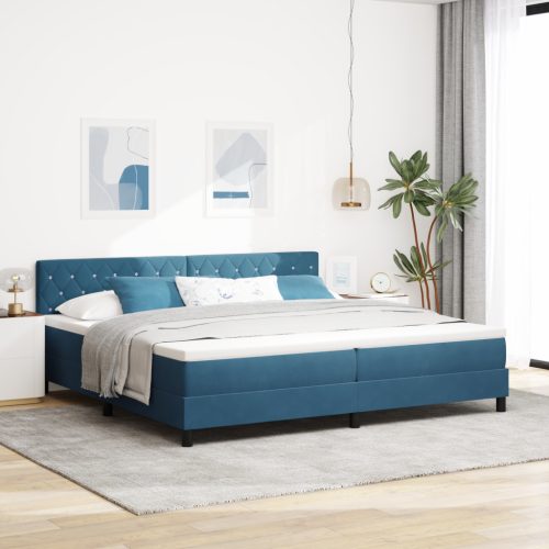 Boxspring Ágy Matrac Kék 200x200 cm Bársonyos