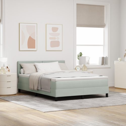 Boxspring Ágy Mattal Világosszürke 140x190 cm Bársony