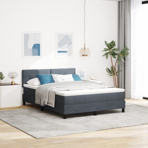 Boxspring Ágy Matraccal Sötétszürke 140x190 cm Bársonyos