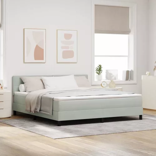 vidaXL Boxrugós ágy matracmal Világosszürke 180 x 200 cm Bársony