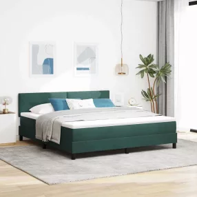   vidaXL Boxrugós ágy matracmal Sötétzöld 180 x 200 cm Bársony