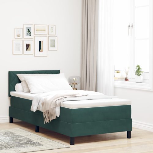 Boxspring Ágy Matraccal Sötét Zöld 90x200 cm Bársony