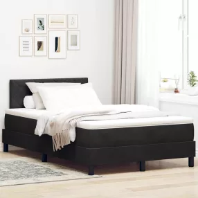   vidaXL Boxrugós ágy fejtámlával Fekete 120 x 190 cm Bársony