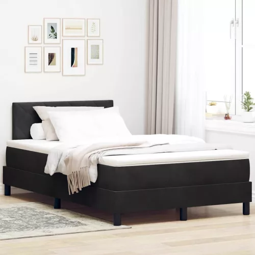 vidaXL Boxrugós ágy fejtámlával Fekete 120 x 190 cm Bársony