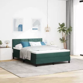   vidaXL Boxrugós ágy fejtámlával Sötétzöld 140 x 200 cm Bársony