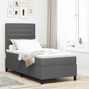   vidaXL Boxrugós ágy matracmal Sötétszürke 90 x 190 cm szövet