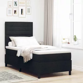   vidaXL Boxrugós ágy matracmal fejtámlával Fekete 90 x 200 cm szövet