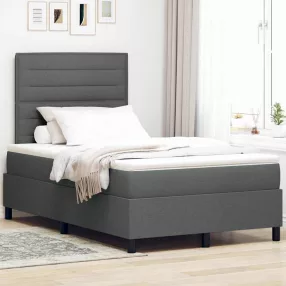   vidaXL Boxrugós ágy matracmal Sötétszürke 120 x 190 cm szövet