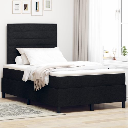 Box Spring Ágy Matraccal Fekete Kis Kétszemélyes Szövet