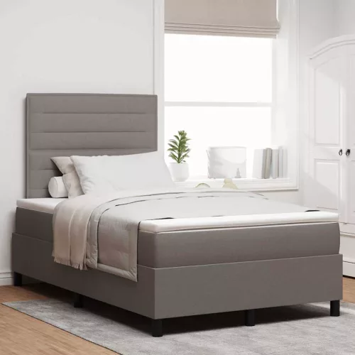 vidaXL Boxrugós ágy matracmal fejtámlával Tópszínű 120 x 190 cm szövet