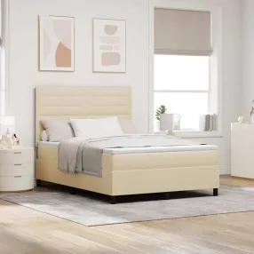   vidaXL Boxrugós ágy matracmal fejtámlával Krém 140 x 200 cm szövet