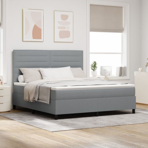 vidaXL Boxspring ágy matraccal világosszürke szövet