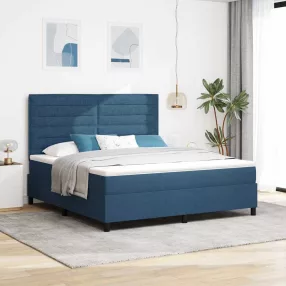   vidaXL Boxrugós ágy matracmal fejtámlával Kék 180 x 200 cm szövet