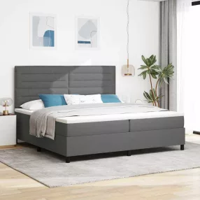   vidaXL Boxrugós ágy matracmal Sötétszürke 200 x 200 cm szövet