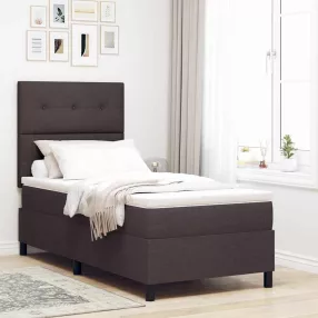   vidaXL Boxrugós ágy matracmal Sötét Barna 80 x 200 cm szövet