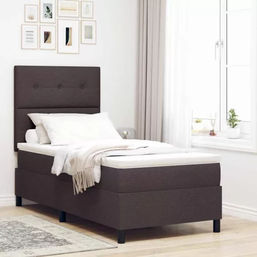 vidaXL Boxrugós ágy matracmal Sötét Barna 80 x 200 cm szövet