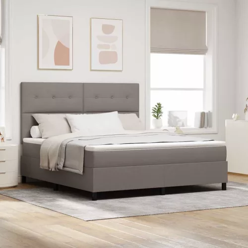 vidaXL Boxrugós ágy matracmal fejtámlával Tópszínű 180 x 200 cm szövet