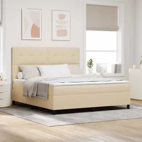   vidaXL Boxrugós ágy matracmal fejtámlával Krém 180 x 200 cm szövet