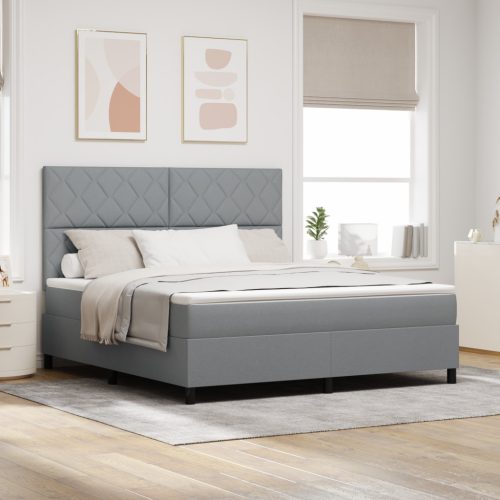 Box Spring Ágy Matraccal Világosszürke Szuper Király Szövet