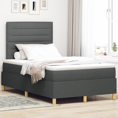 Box Spring Ágy matraccal Sötétszürke Kis Kettős Szövet