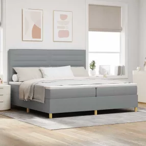   vidaXL Boxrugós ágy matracmal Világosszürke 200 x 200 cm szövet