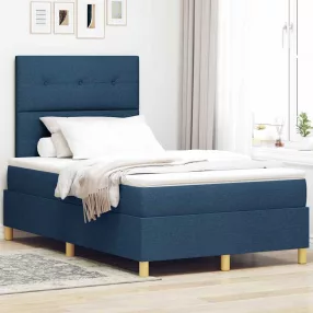   vidaXL Boxrugós ágy matracmal fejtámlával Kék 120 x 200 cm szövet