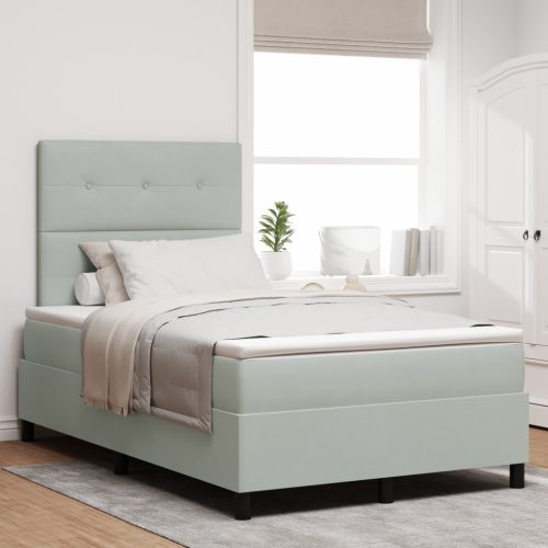 Boxspring Ágy Matrac Kép Sötétszürke 120x200 cm Bársony