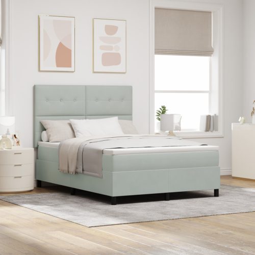 Boxspring Ágy Matraccal Világosszürke 140x190 cm Bársony