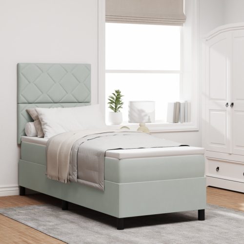 Boxspring Ágy Matrac Fény Szürke 80x200 cm Bársony