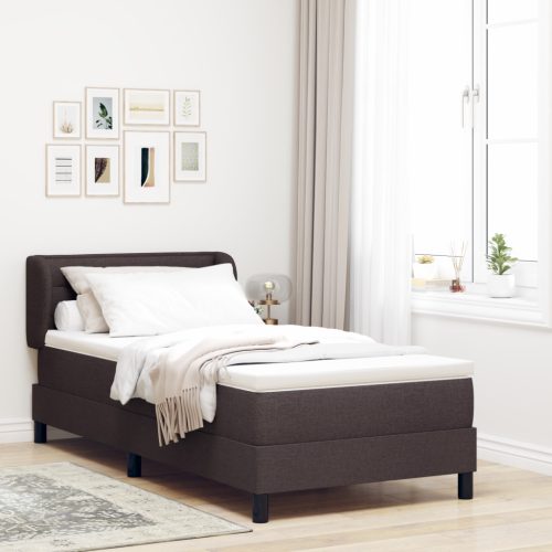 Boxspring Ágy Matraccal - Sötétbarna, 80x200 cm, Szövet